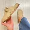 Alpe Ladies Beige Suede Leather Backless Mule Sandal 5395