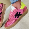 Another Trend Ladies Fuchsia Multi Leather Gum Sole Trainer A03276C6