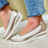 Ara Ladies Gold Metallic/Cream Leather Wedge Loafer Shoe 50664