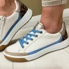 Ara Ladies Sand/Cream/Leopard Multi Leather Laced Trainer 50004