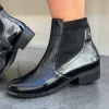Caprice Black Patent Leather Combination Ankle Boot 25307-43 017