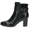 Caprice Black Soft Leather Heeled Ankle Boot 25327-41 019