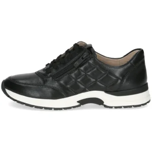 Caprice Black Soft Leather Laced/Zip Trainer 23653-43 022