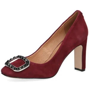Caprice Burgundy Suede Leather Heeled Court Shoe 22407-29 549