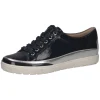 Caprice Navy Patent Leather Combination Laced Trainer 23654-42 880