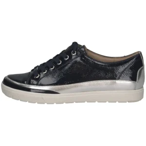 Caprice Navy Patent Leather Combination Laced Trainer 23654-42 880