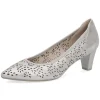 Caprice Silver Metal Low Heel Court Shoe 22503-28 920