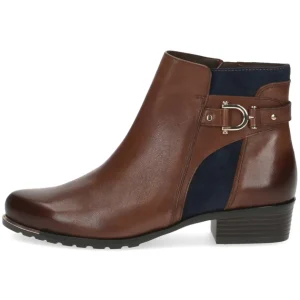 Caprice Tan & Navy Combination Soft Leather Ankle Boot 25334-41 387