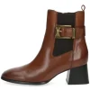 Caprice Tan Soft Leather Block Heel Square-Toe Ankle Boot 25344-41 303