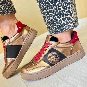 Carmela Ladies Bronze Combination Laced Gum Sole Trainer 161957