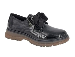Cipriata Ladies Black Patent 3 Eyelet Lace Shoe