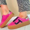 Drilleys Ladies Fuchsia Pink Laced Chunky Gum Sole Trainer SIXTY EIGHT