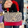 Emis Ladies Red/Leopard Leather Combination Handbag T37