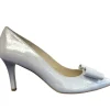 Emis Ladies White/Silver Leather Dressy Heeled Shoe SJ7411