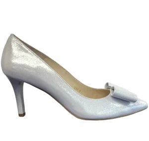 Emis Ladies White/Silver Leather Dressy Heeled Shoe SJ7411