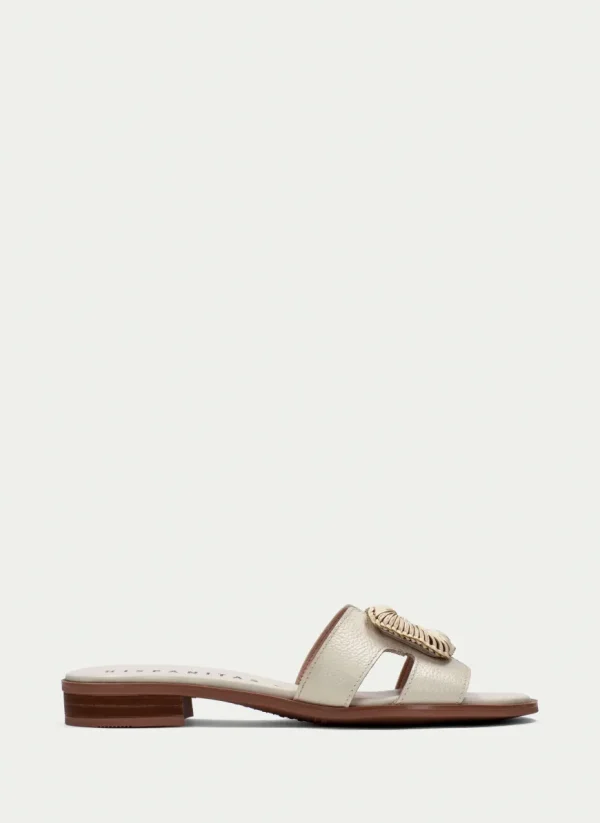 Hispanitas Ladies Beige Leather Mule Slider Sandal 253881