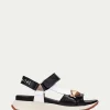 Hispanitas Ladies Black/White Leather Velcro Sandal 253896