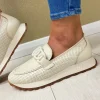 Hispanitas Ladies Cream Leather Chain Loafer Shoe 243432