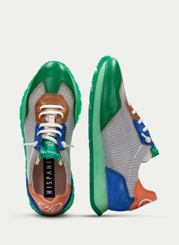 Hispanitas Ladies Green/Multi Colour Bungee Laced Trainer 253869