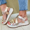 Hispanitas Ladies Silver/Copper Metallic Velcro Chain Sandal 253964