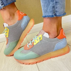 Hispanitas Ladies White/Multi Colour Bungee Laced Trainer 253869