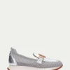Hispanitas Ladies White/Silver Combination Leather Chain Loafer Shoe 253919