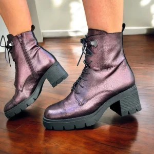 Hispanitas Ladies Wine Leather Laced/Zip Heeled Ankle Boot 243605