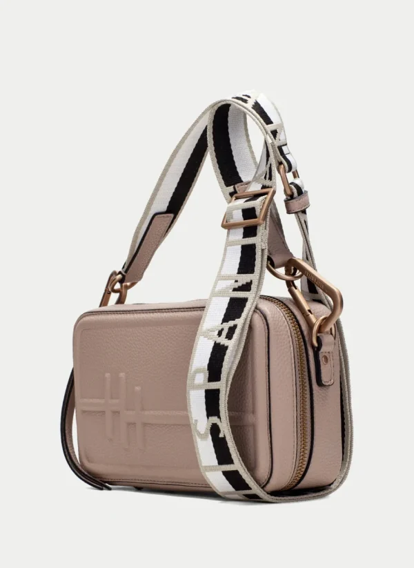Hispanitas Taupe Leather Combination Cross Body Handbag BV253840