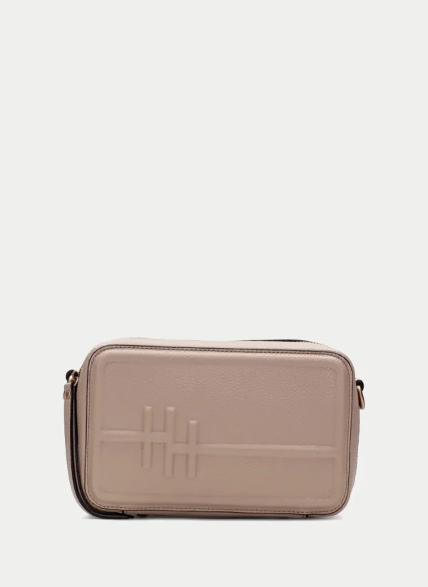 Hispanitas Taupe Leather Combination Cross Body Handbag BV253840