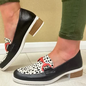 Jose Saenz Black/Beige/Animal Print Loafer 2148-I-BG