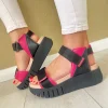 Jose Saenz Ladies Fuchsia/Black Velcro Chunky Sole Sandal 4200-BG