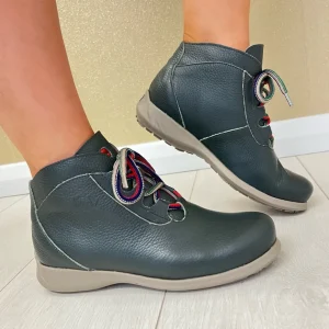Jose Saenz Ladies Khaki Leather Laced Ankle Boot RURAL 2082-BG