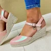 Jose Saenz Ladies Rose Metallic Sling Back Wedge Sandal 6038-I