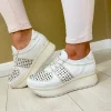 Jose Saenz Ladies White Combination Leather Platform Trainer 3524-BG