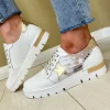 Jose Saenz White/Gold Combination Laced Trainer 2063-BG-M