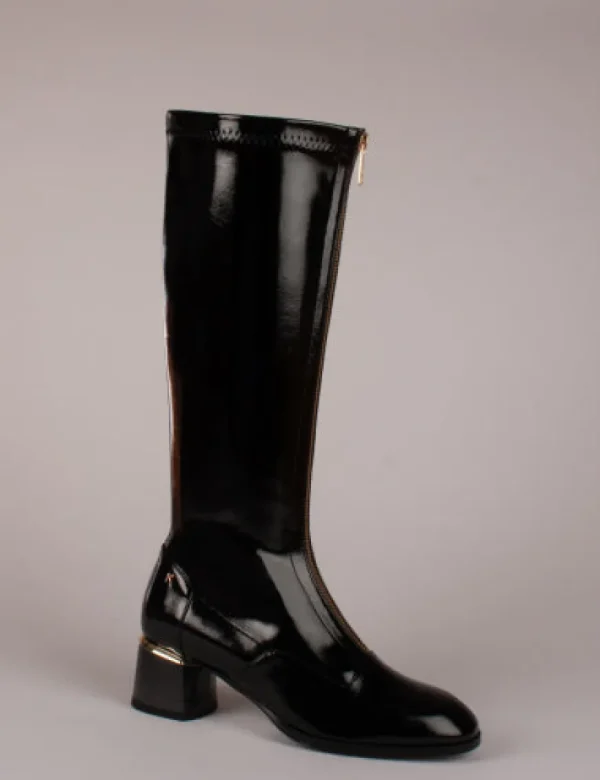 Kate Appleby Ladies Black Patent Heeled Knee Boot SOUTHAMPTON