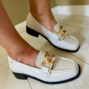 Kate Appleby Ladies Oatmeal Patent Chain Loafer Shoe THAMESEST
