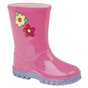 Kids Pink Flower Wellies
