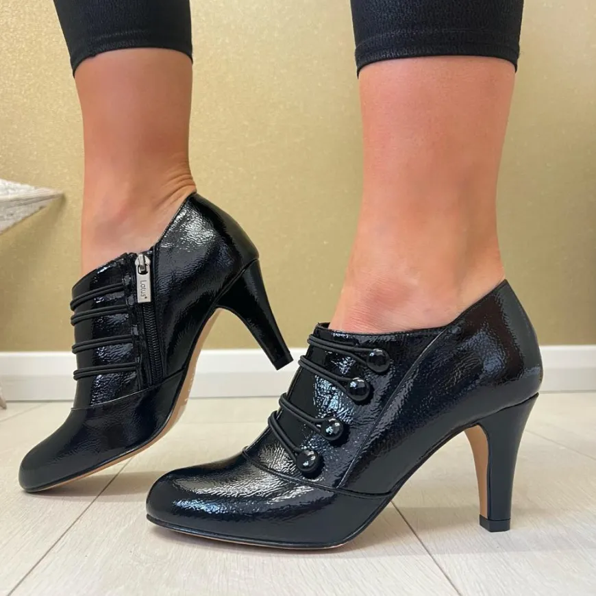 lotus_ladies_black_patent_0.webp Lotus Ladies Black Patent Inside Zip Heeled Shoe/Boot GEM ULS418