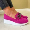 Lotus Ladies Pink Faux Suede Chain Loafer Shoe KAMILLY ULS465