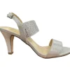 Lotus Ladies Silver/Diamante Heeled Slingback Sandal AURORA