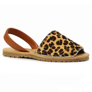 Lunar Leopard Print Leather Peep-Toe Sandal AZURZ JLM001 LP