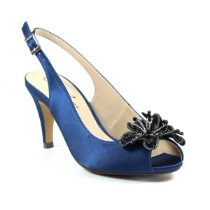Lunar Navy Peep Toe Slingback Heeled Sandal ANKARA FLR 039 BL