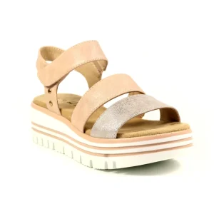Lunar Pink Shimmer Velcro Wedge Platform Sandal HARDY JLB006
