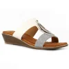 Lunar White Combination Low Wedge Mule Sandal PORTLAND JLH528