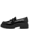 Marco Tozzi Black Patent Chain Chunky Loafer Shoe 24710-43 018