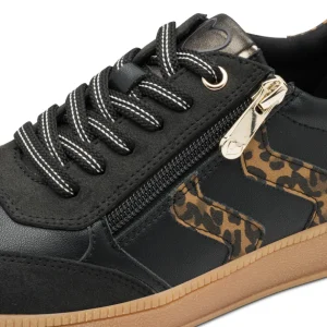 Marco Tozzi Black/Leopard Combination Laced/Zip Trainer 23739-44 005