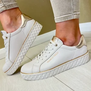 Marco Tozzi Cream Combination Laced Trainer 23705-41 402