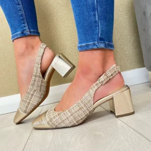 Marco Tozzi Cream/Multi Combination Block Heel Sandal 29611-42 453