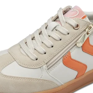 Marco Tozzi Cream/Orange Combination Laced/Zip Trainer 23739-44 402